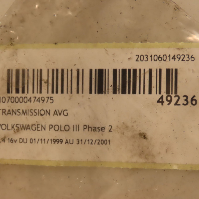 Transmission avant gauche occasion VOLKSWAGEN POLO III Phase 2 11-1999->12-2001 1.4 16v 6N0407451EX 3