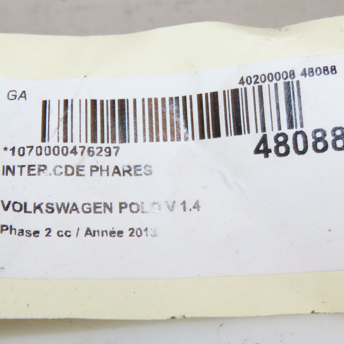 Interrupteur commande de phares occasion VOLKSWAGEN POLO V Phase 2 02-2014->... 1.4 TDI 90ch 6R0941531HAPV 4