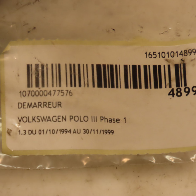 Démarreur occasion VOLKSWAGEN POLO III Phase 1 10-1994->11-1999 1.3 85911023K 3