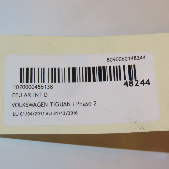 Feu arrière intérieur droit occasion VOLKSWAGEN TIGUAN I TIGUAN I Phase 2 2011-04-01->2016-12-31 5N0945094H 3