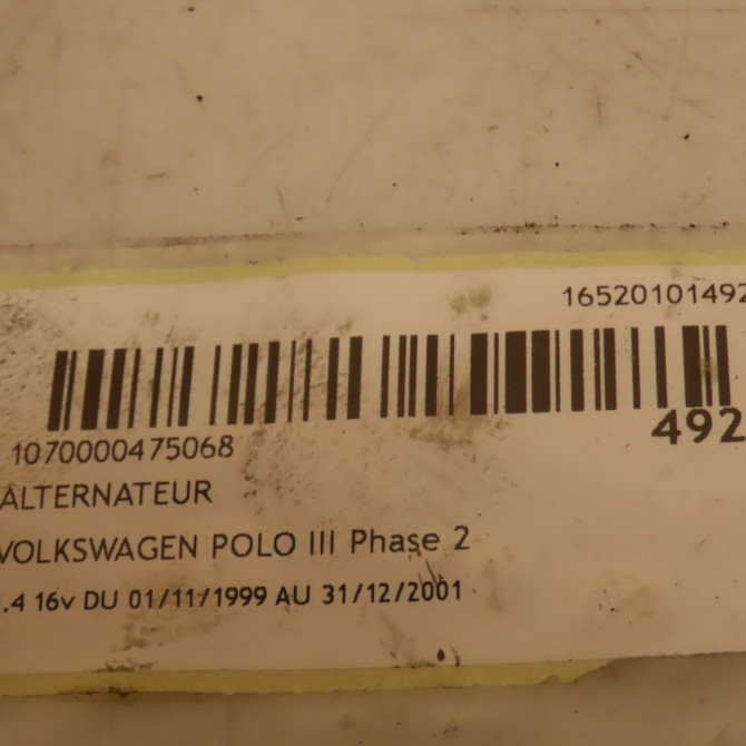 Alternateur occasion VOLKSWAGEN POLO III Phase 2 11-1999->12-2001 1.4 16v 38903018RX 4