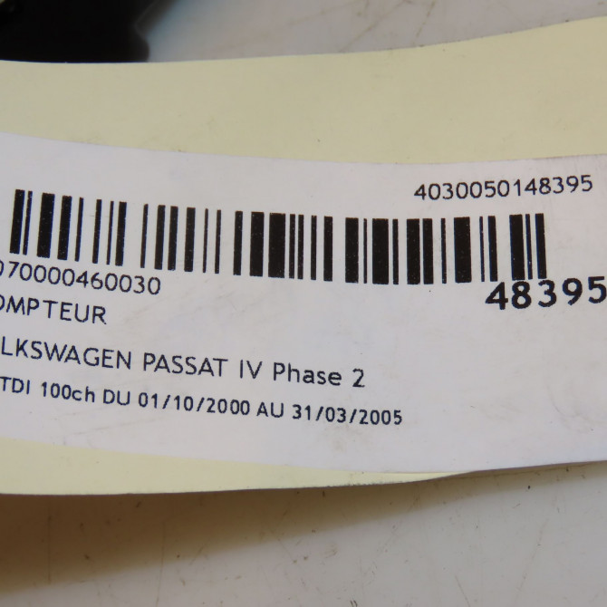 Compteur occasion VOLKSWAGEN PASSAT IV Phase 2 10-2000->03-2005 1.9 TDI 100ch 3B0920829AX 4
