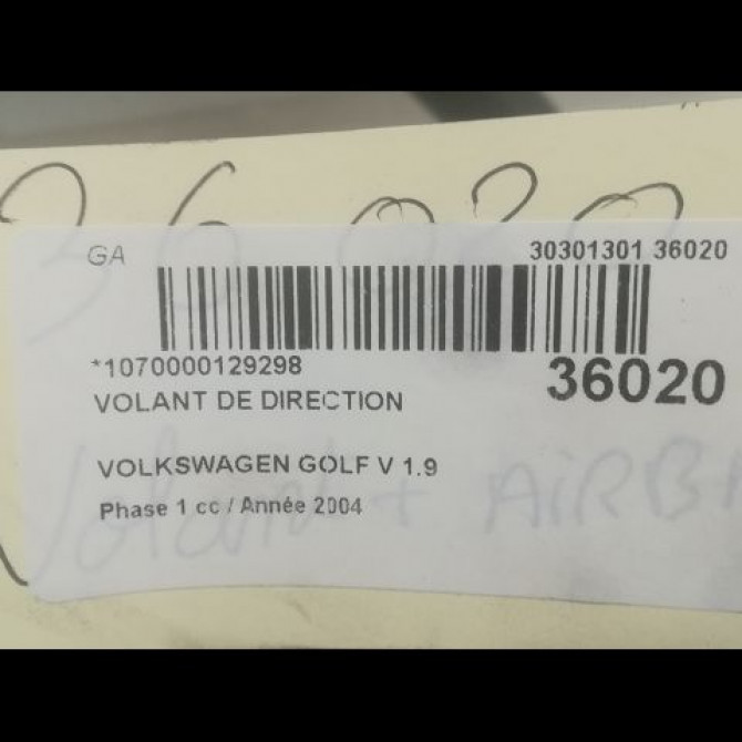 Volant de direction occasion VOLKSWAGEN GOLF V Phase 1 11-2003->10-2008 1.9 TDI 90ch 3C0419091ANTMV 3