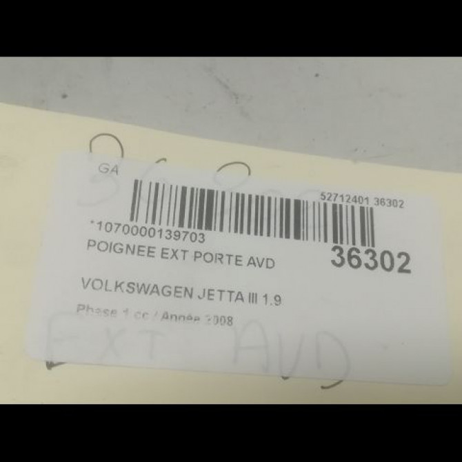Poignee ext porte avd occasion VOLKSWAGEN JETTA III Phase 1 09-2005->12-2010 1.9 TDI 105ch 1K5837205GRU 3