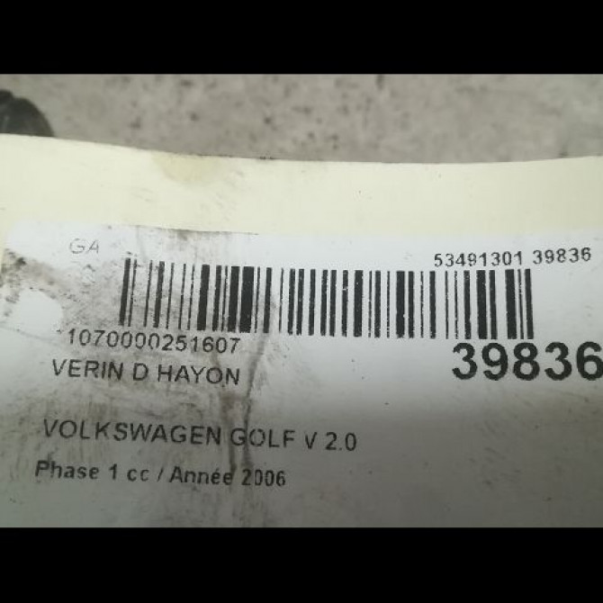 Verin droit hayon occasion VOLKSWAGEN GOLF V Phase 1 11-2003->10-2008 2.0 TDI 140ch 1K6827550F 2