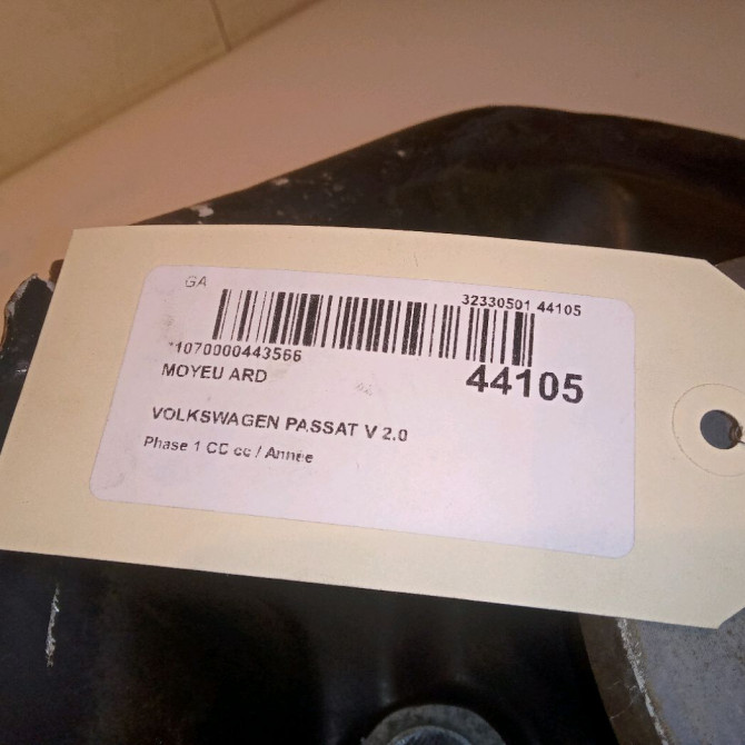 Moyeu ard occasion VOLKSWAGEN PASSAT V Phase 1 04-1995->04-1999 2.0 TDI 140ch 3G0598611A 4