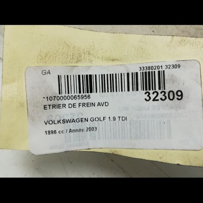 Etrier de frein avant droit occasion VOLKSWAGEN GOLF IV GOLF IV Phase 1 1998-01-01->2005-06-30 1.9 TDI 100ch 1J0615124D 4