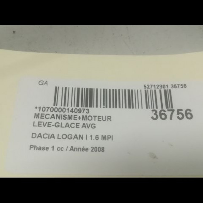 Mecanisme+moteur leve-glace avg occasion DACIA LOGAN I Phase 1 06-2005->06-2008 1.6 MPI 8200901099 3