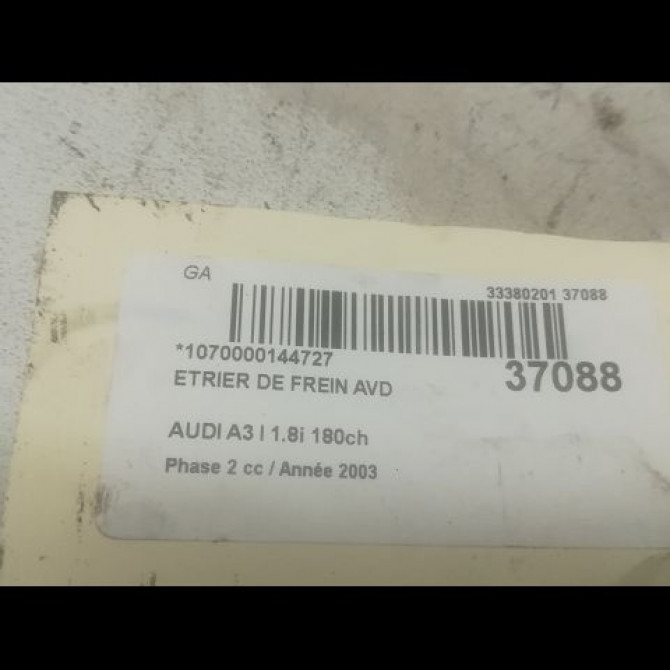 Etrier de frein avant droit occasion AUDI A3 I Phase 2 10-2000->06-2003 1.8i 180ch 1J0615124D 3