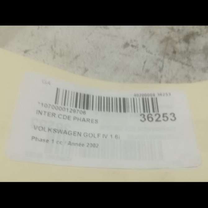 Interrupteur commande de phares occasion VOLKSWAGEN GOLF IV GOLF IV Phase 1 1998-01-01->2005-06-30 1.6i 8v 100ch 1C0941531A20H 2