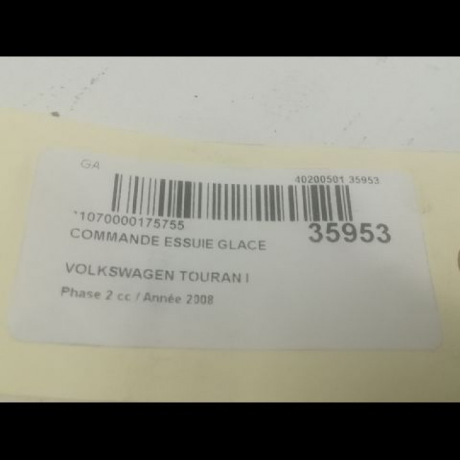 Commande essuie glace occasion VOLKSWAGEN TOURAN I Phase 2 11-2006->09-2010 2.0TDi 16v 140ch 1K0953519J9B9 3