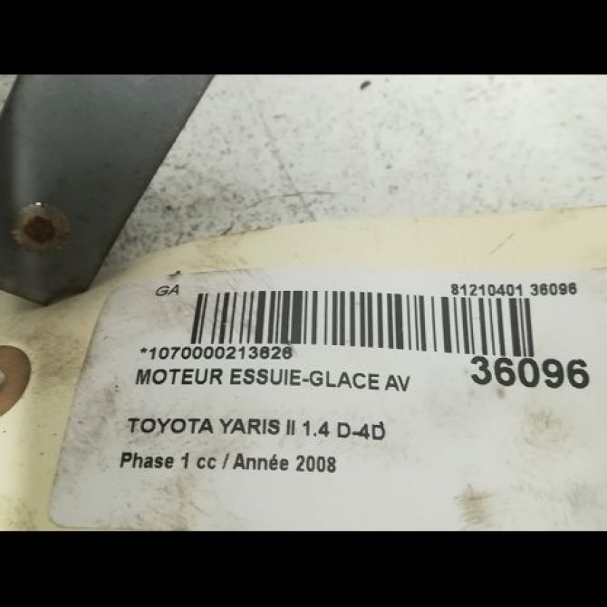 Moteur essuie-glace avant occasion TOYOTA YARIS II Phase 1 12-2005->11-2009 1.4 D-4D 851100D080 3