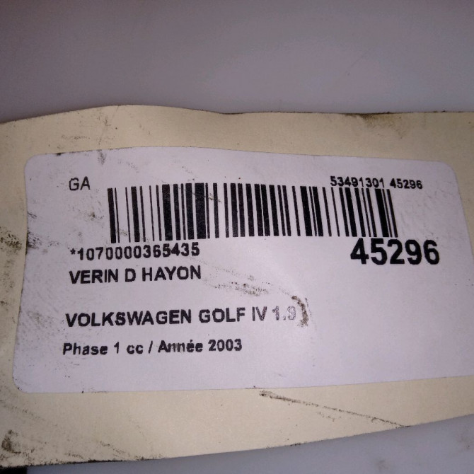 Verin droit hayon occasion VOLKSWAGEN GOLF IV GOLF IV Phase 1 1998-01-01->2005-06-30 1.9 TDI 130ch 1J6827550C 3