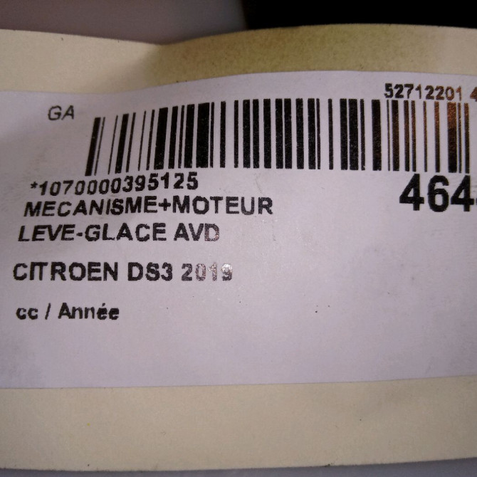 Mecanisme + moteur lève-glace avant droit occasion CITROEN DS3 9828130680 5