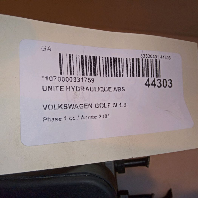 Unité hydraulique ABS occasion VOLKSWAGEN GOLF IV GOLF IV Phase 1 1998-01-01->2005-06-30 1.9 TDI 115ch 1J0698517A 4