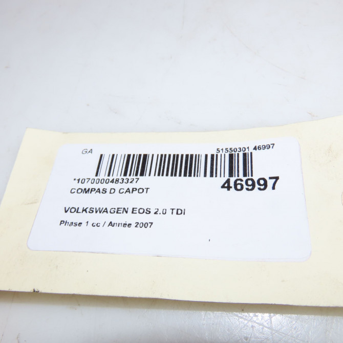 Compas d capot occasion VOLKSWAGEN EOS Phase 1 04-2006->01-2011 2.0 TDI 140ch 1Q0823302C 4