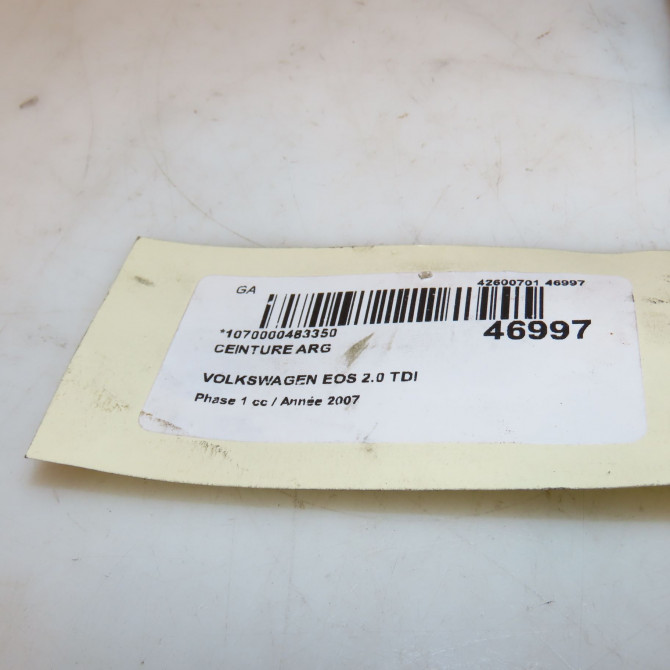 Ceinture arrière gauche occasion VOLKSWAGEN EOS Phase 1 04-2006->01-2011 2.0 TDI 140ch 4