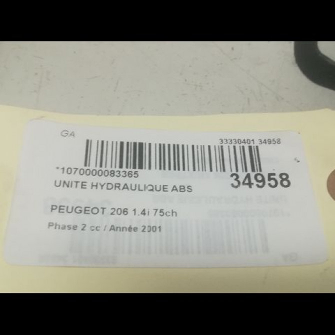 Unité hydraulique ABS occasion PEUGEOT 206 Phase 2 02-2003->02-2009 1.4i 75ch 454143 4