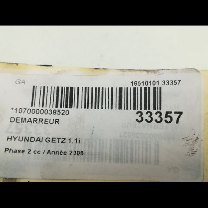 Démarreur occasion HYUNDAI GETZ Phase 2 11-2005->10-2010 1.1i 3610002555 3
