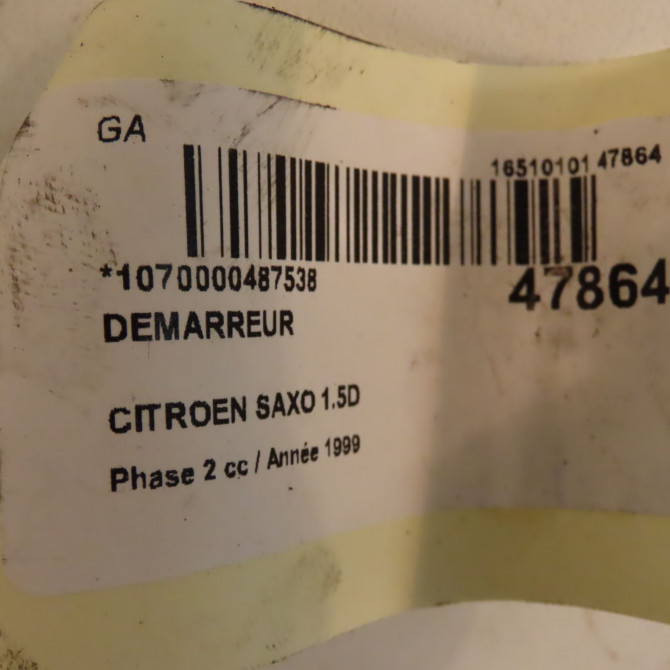 Démarreur occasion CITROEN SAXO Phase 2 09-1999->12-2004 1.5D 5802ER 3
