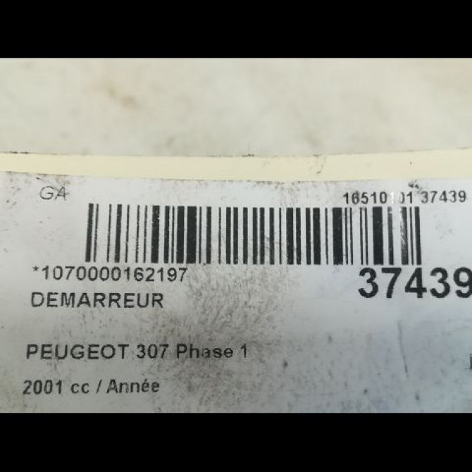 Démarreur occasion PEUGEOT 307 Phase 1 04-2001->06-2005 5802V7 4