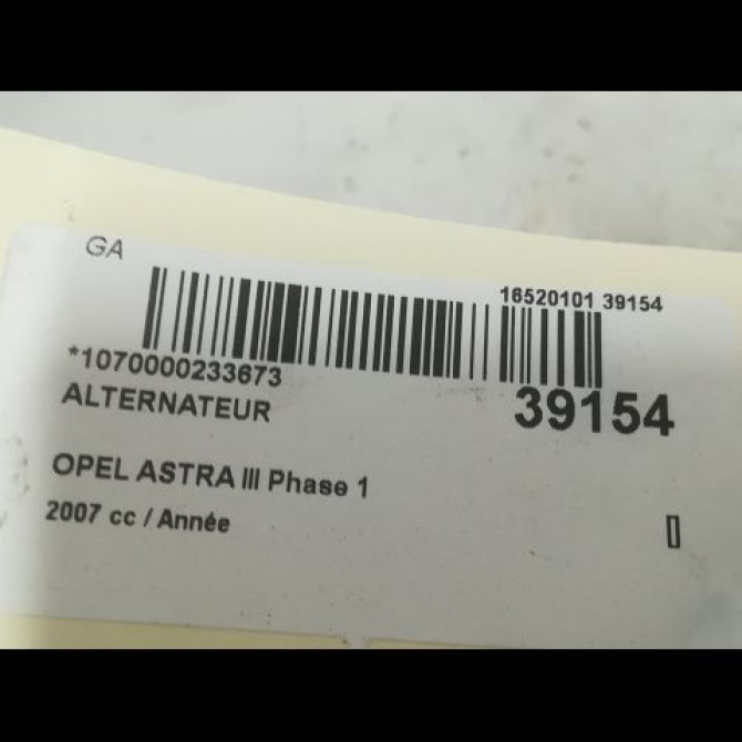 Alternateur occasion OPEL ASTRA III ASTRA III Phase 1 2004-04-01->2006-12-31 93180104 3