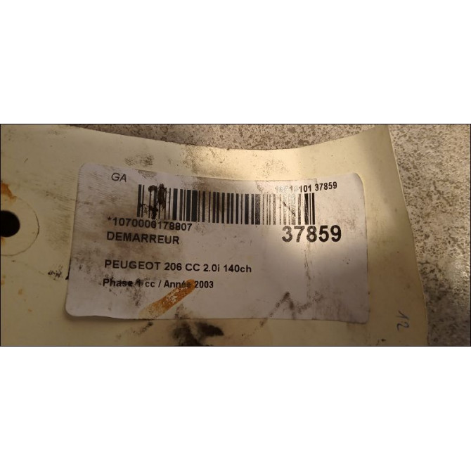 Démarreur occasion PEUGEOT 206 CC Phase 1 10-2000->03-2007 2.0i 140ch 5802V7 4