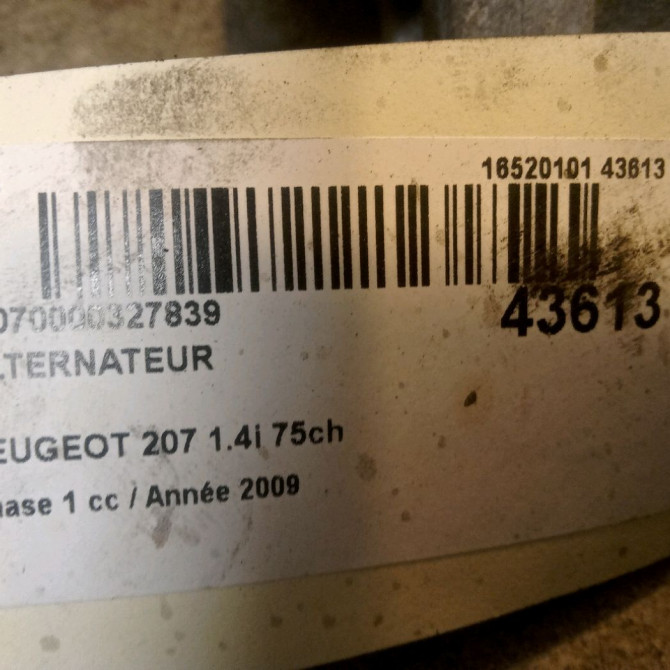 Alternateur occasion PEUGEOT 207 Phase 1 04-2006->06-2013 1.4i 75ch 5705KW 4