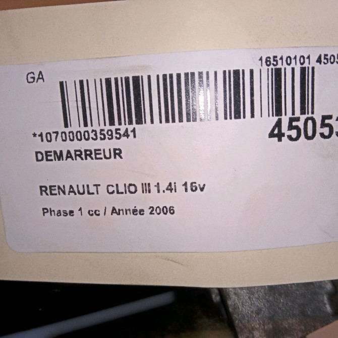 Démarreur occasion RENAULT CLIO III Phase 1 09-2005->03-2009 1.4i 16v 100ch 8200584847 6