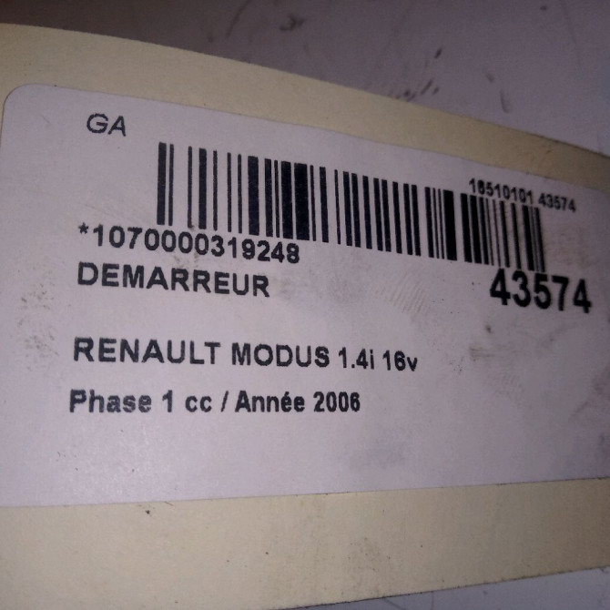 Démarreur occasion RENAULT MODUS Phase 1 09-2004->12-2007 1.4i 16v 8200584847 5