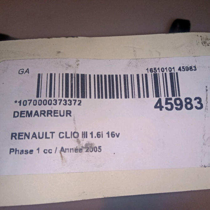 Démarreur occasion RENAULT CLIO III Phase 1 09-2005->03-2009 1.6i 16v 110ch 8200584847 5