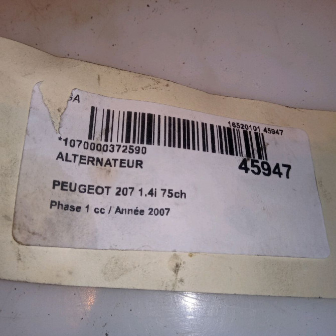 Alternateur occasion PEUGEOT 207 Phase 1 04-2006->06-2013 1.4i 75ch 5705KW 7