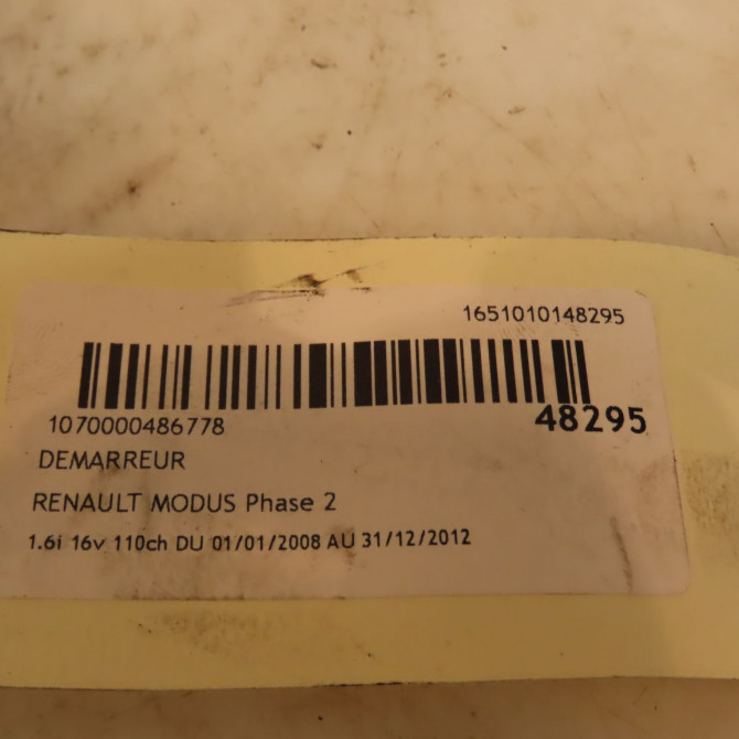 Démarreur occasion RENAULT MODUS Phase 2 01-2008->12-2012 1.6i 16v 110ch 8200584847 3