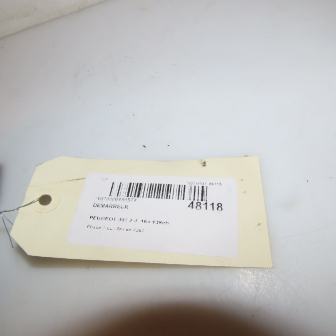 Démarreur occasion PEUGEOT 307 Phase 1 04-2001->06-2005 2.0i 16v 138ch 5802V7 3