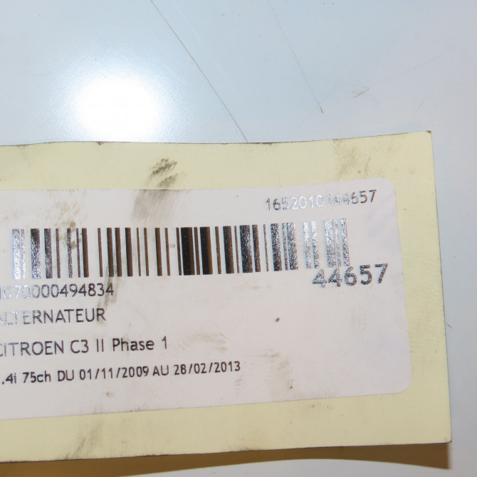 Alternateur occasion CITROEN C3 II Phase 1 11-2009->02-2013 1.4i 75ch 5705KW 4