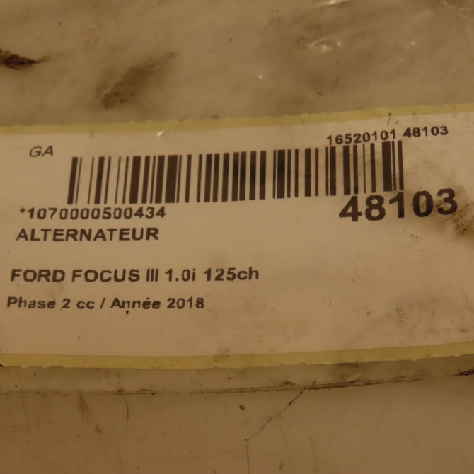 Alternateur occasion FORD FOCUS III Phase 2 11-2014->... 1.0i 125ch 1781479 4