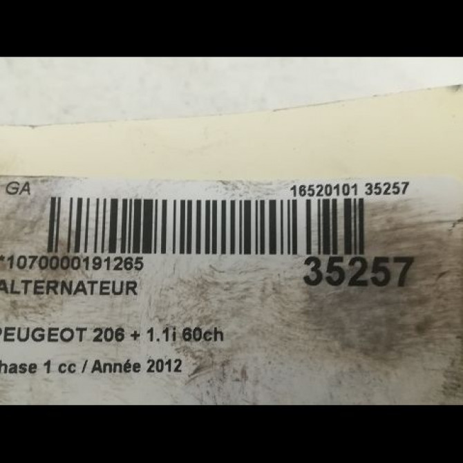 Alternateur occasion PEUGEOT 206 + Phase 1 03-2009->05-2013 1.1i 60ch 4
