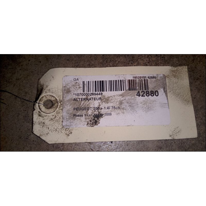 Alternateur occasion PEUGEOT 206 + Phase 1 03-2009->05-2013 1.4i 75ch 4