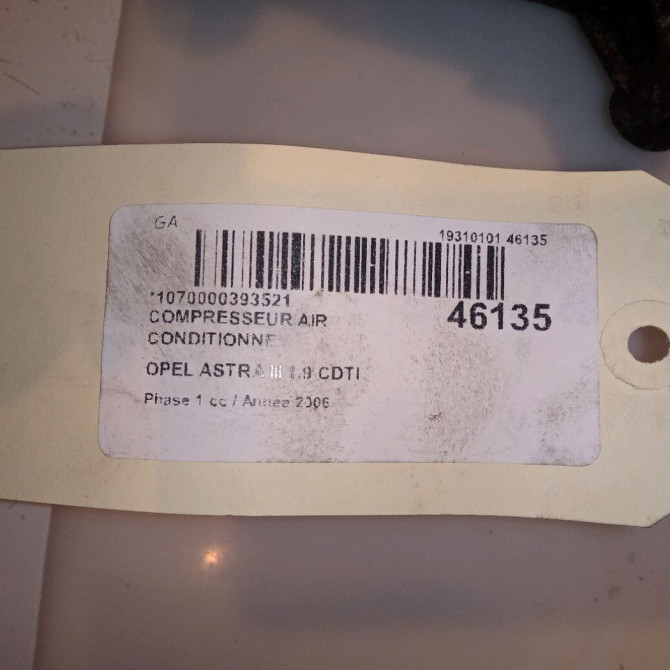 Compresseur air conditionne occasion OPEL ASTRA III ASTRA III Phase 1 2004-04-01->2006-12-31 1.9 CDTI 120ch 93190260 5