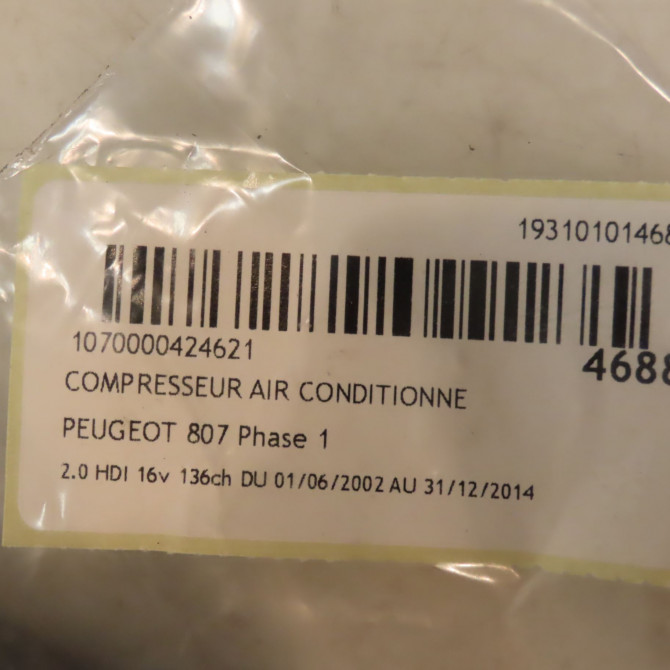 Compresseur air conditionne occasion PEUGEOT 807 Phase 1 06-2002->12-2014 2.0 HDI 16v 136ch 6453YW 5