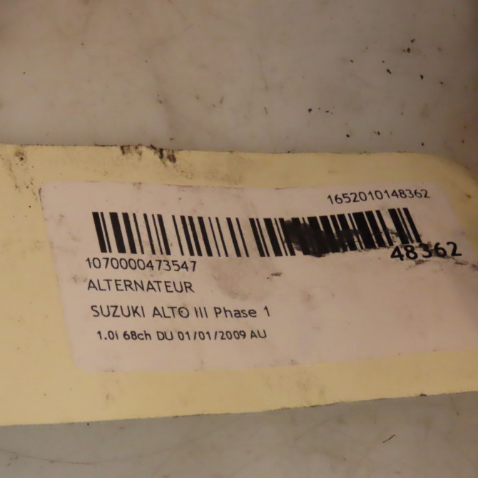 Alternateur occasion SUZUKI ALTO III Phase 1 01-2009->... 1.0i 68ch 31400M68K10000 4