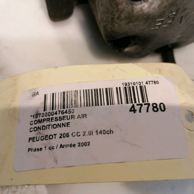 Compresseur air conditionne occasion PEUGEOT 206 CC Phase 1 10-2000->03-2007 2.0i 140ch 6453EN 6