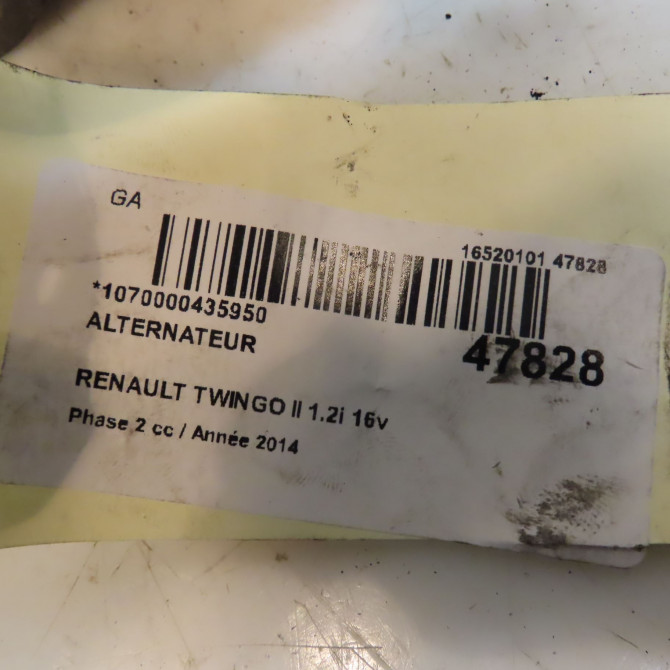 Alternateur occasion RENAULT TWINGO II Phase 2 12-2011->12-2014 1.2i 16v 75ch 8200519296 5