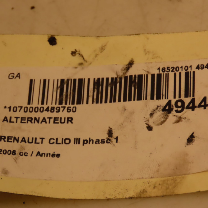 Alternateur occasion RENAULT CLIO III phase 1 ESTATE 01-2008->03-2009 8200660037 4
