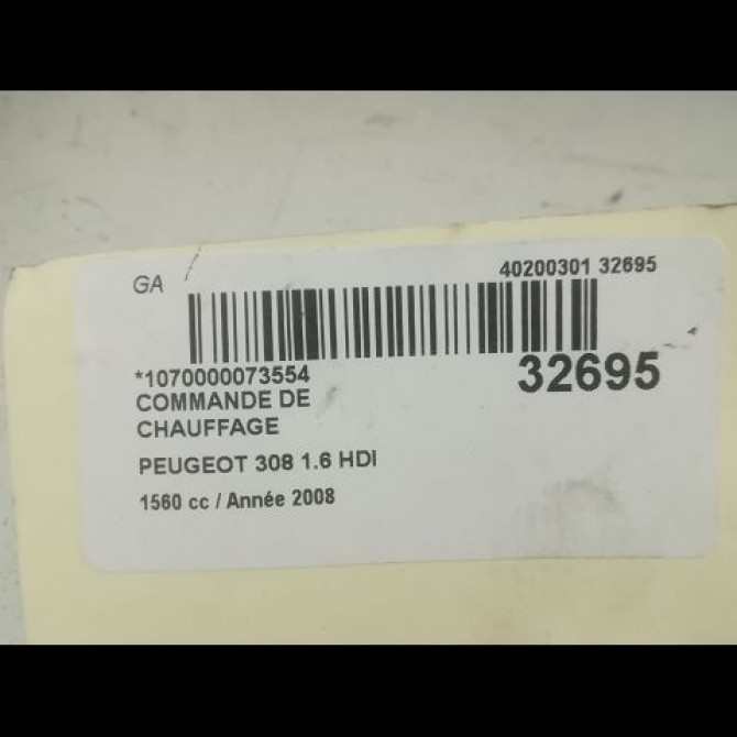 Commande de chauffage occasion PEUGEOT 308 I Phase 1 09-2007->03-2011 1.6 HDI 16v 110ch 6452J4 3