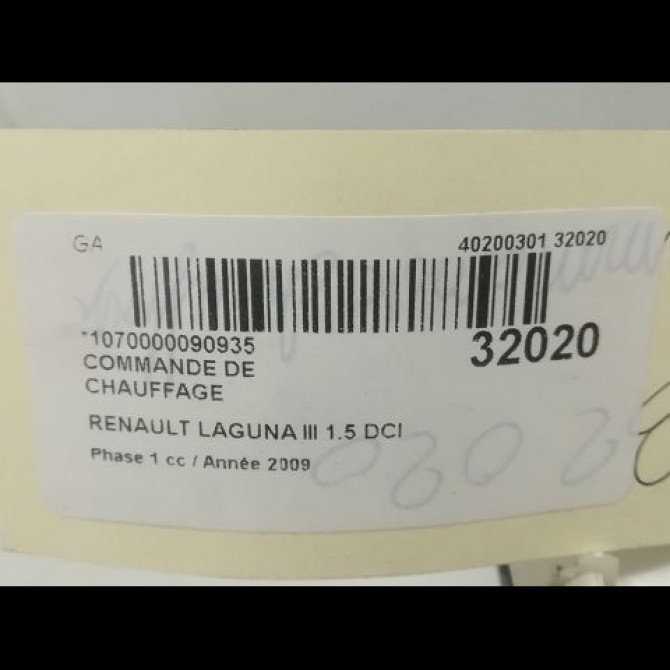 Commande de chauffage occasion RENAULT LAGUNA III Phase 1 10-2007->10-2010 1.5 DCI 4