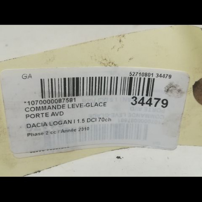 Commande lève-glace porte avant droite occasion DACIA LOGAN I Phase 2 07-2008->12-2012 1.5 DCI 70ch 3