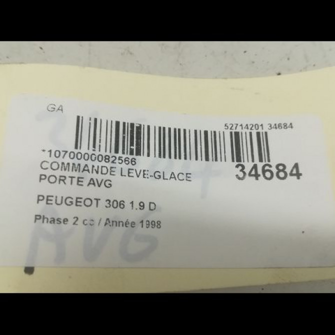 Commande lève-glace porte avant gauche occasion PEUGEOT 306 Phase 2 04-1997->03-2002 1.9 D 6552WJ 4