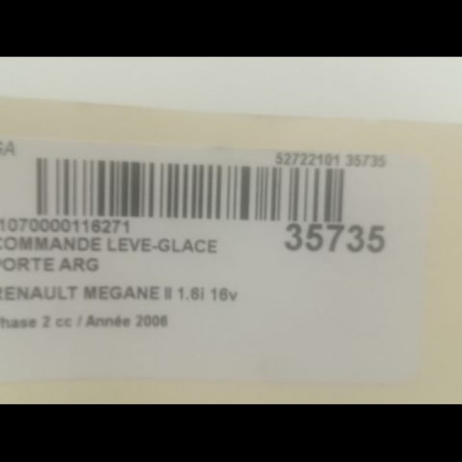 Commande leve-glace porte arrière gauche occasion RENAULT MEGANE II Phase 2 01-2006->06-2009 1.6i 16v 110ch 3
