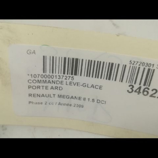 Commande leve-glace porte arrière droite occasion RENAULT MEGANE II Phase 2 01-2006->06-2009 1.5 DCI 105ch 3